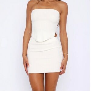 Slow Jams Knitted Mini Skirt Off White - White Fox-Size M -Bridal/Bachelorette